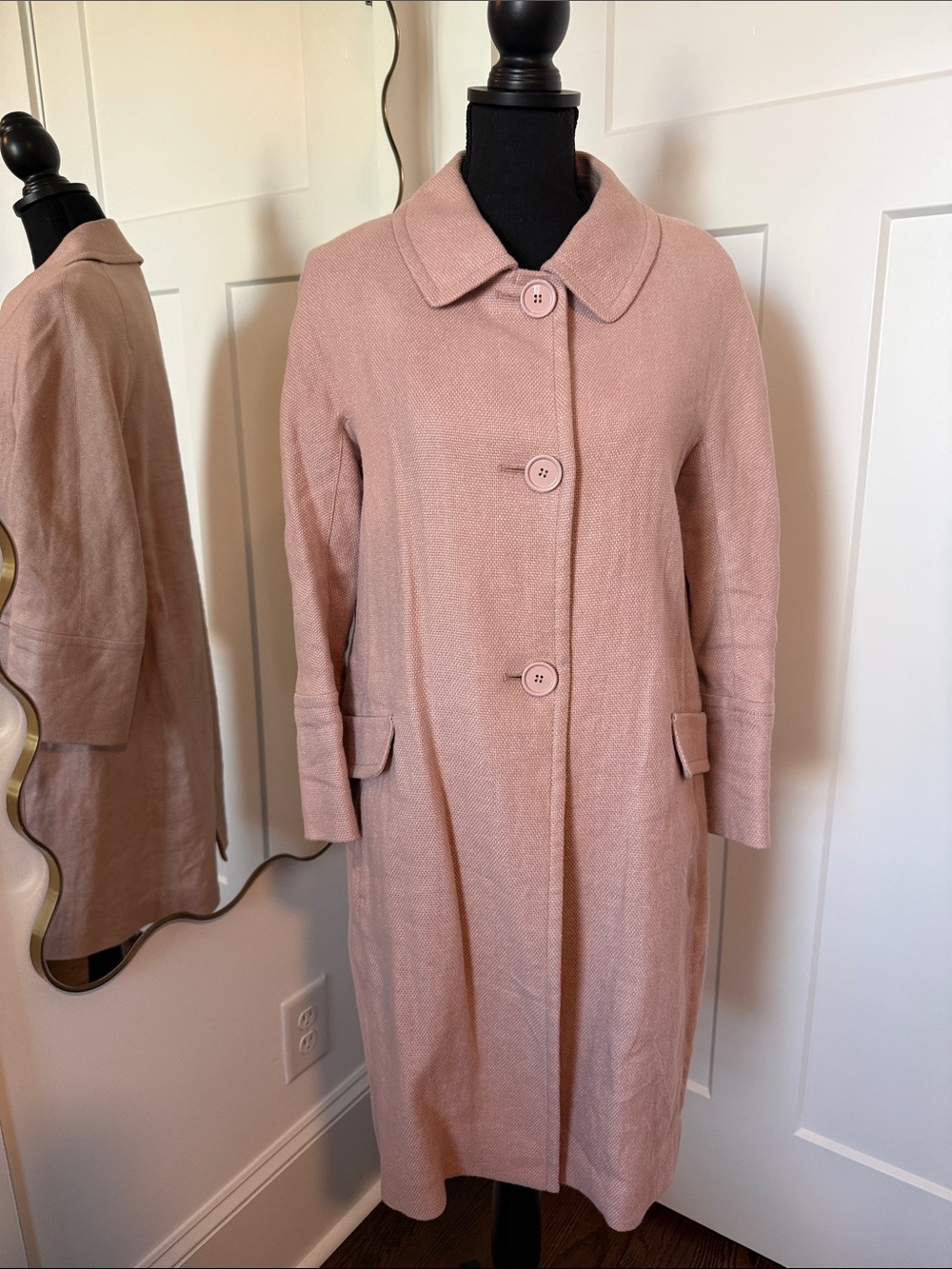 Soft Blush Pink Button-Front Coat